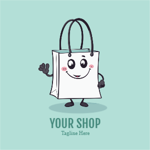 E-Commerce Mascout illustrative Online Shop Logo Design For Free
