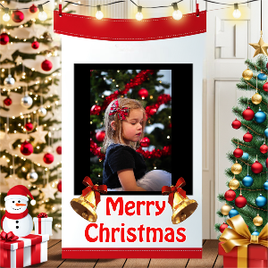 Happy Christmas Wishing Template Design With Photo Polarido 