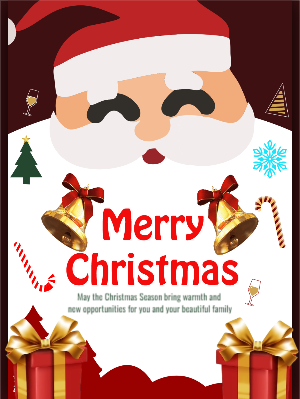 Merry Christmas Wishes Template With Santa Clause 
