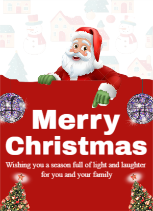 Red And White Happy Merry Merry Christmas Wishing Template Design For Free