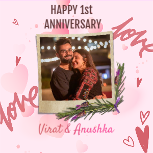 Pink Happy Wedding Anniversary Instagram Post and Story Template