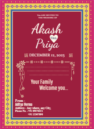 Traditional and Elegent Indian Wedding Invitation card Design