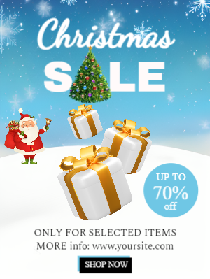 Blue Elegent Christmas Sale Flyer Template Design Download For free