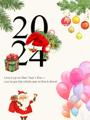Merry Christmas and happy new year 2024 Watercolor posters