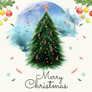 Merry Christmas 2024 Watercolor Greeting Template For free
