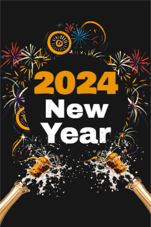 Black and Orange Simple New Year Party Flyer