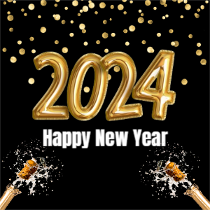 Gold and Sparkels Happy New Year 2024 Greeting Template Download For Free