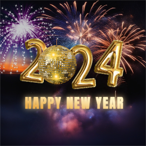 Happy New Year 2024 Greetings With Colorful Fireworks Download For Free