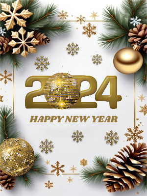 Happy New Year 2024 Christmas Theme New Year Greeting For Free