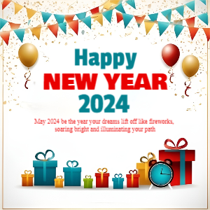 New Year 2024 Vector Style Greeting Mesagge Template For free
