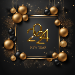 Black and Gold Festive New Year 2024 Instagram Template Design For Free