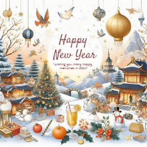 New Year 2024 Greeting Cartoon Style Template Download For Free