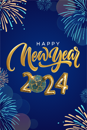 Blue Illustrative Happy New Year2024 Poster