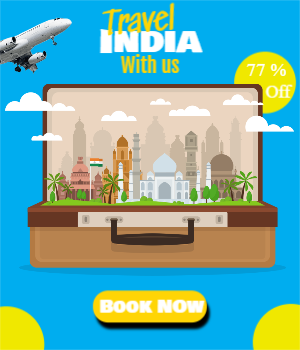 Travel Agency Creative Poster Template With Suitcase and landmarks in flat style