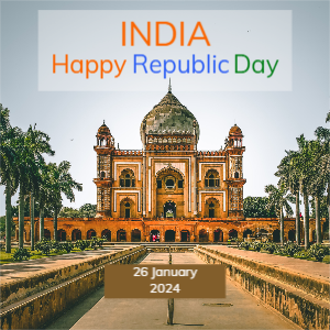 Green and Orange India Celebrate Republic Day 26 january 2024 Photographic Instagram Post 