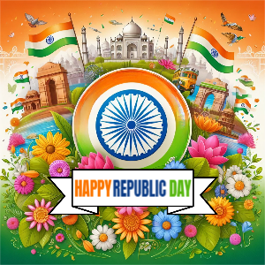 Creative Happy Indian Repblic Day 26 Janauary 2024 Wishing Greeting Template For free