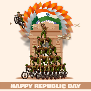 vector illustration of Indian army with flag for Happy Republic Day  2024 of India