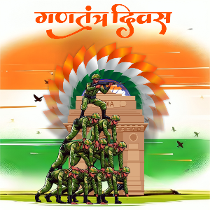 Happy Republic Day of India vector illustration of Indian army with flag