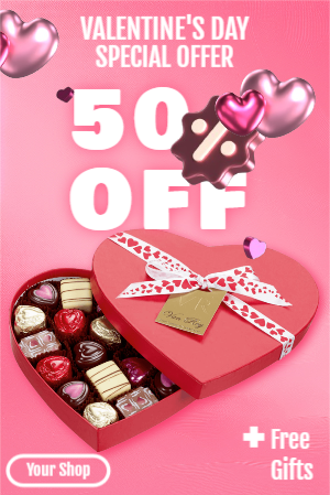 Happy Valentines Day 3D Sale Template For Shop Design Download For Free