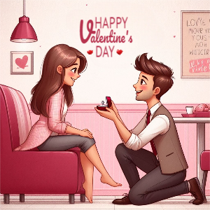 Happy Valentine's Day Greeting A Boy With Ring Template Design For Free