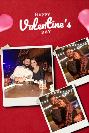 Red Minimalist Happy Valentine's Day Photo Collage Instagram Story