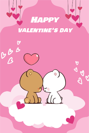 Pink Happy Valentine's Day Illustrative Card