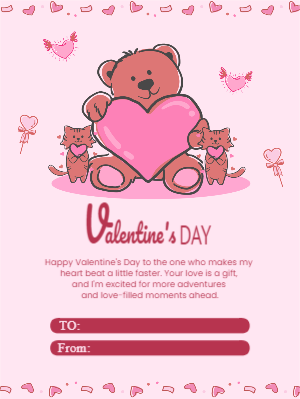 Pink Cute Illustrative Boyfriend or Girlfriend Valentine's Day Card