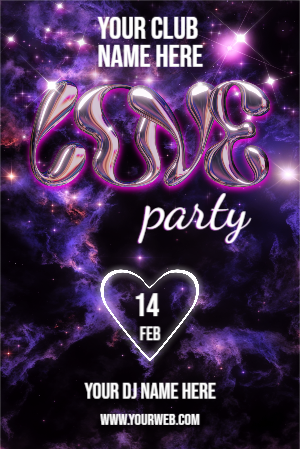  Black Pink Valentines Day Party Poster