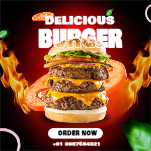 Red and Black Burger Shop Promotonal Banner Template Design Download For Free