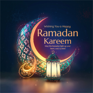 Ramadan Kareem with Beautiful Crescent and Lantern Instagram Post Story Illustration Design Template