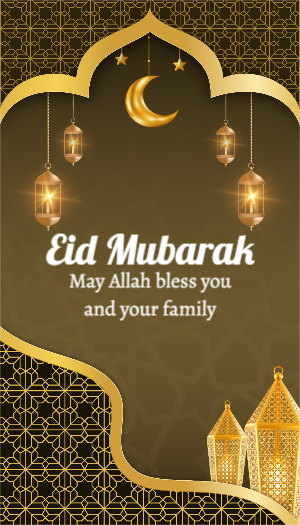 Gold And Black Elegant Eid Mubarak Instagram Story