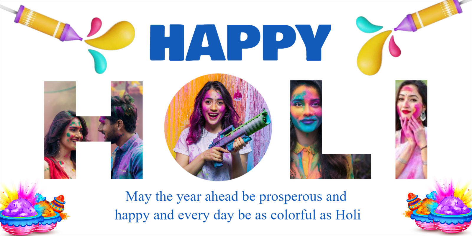Happy HOli - Personalised Happy Holi Photo Collage Template