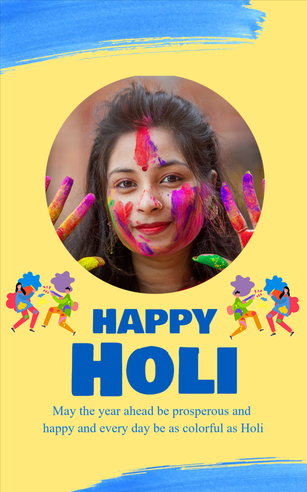 Happy Holi Festival Greeting Mobile Template Design Downlaod For Free