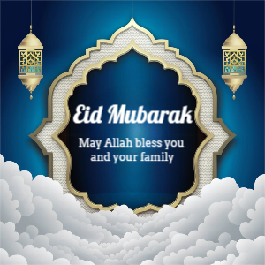 Blue Eid Mubarak Instagram Story