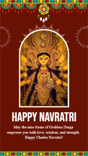 Red Traditional Happy Navratri Greeting Mobile Template Design