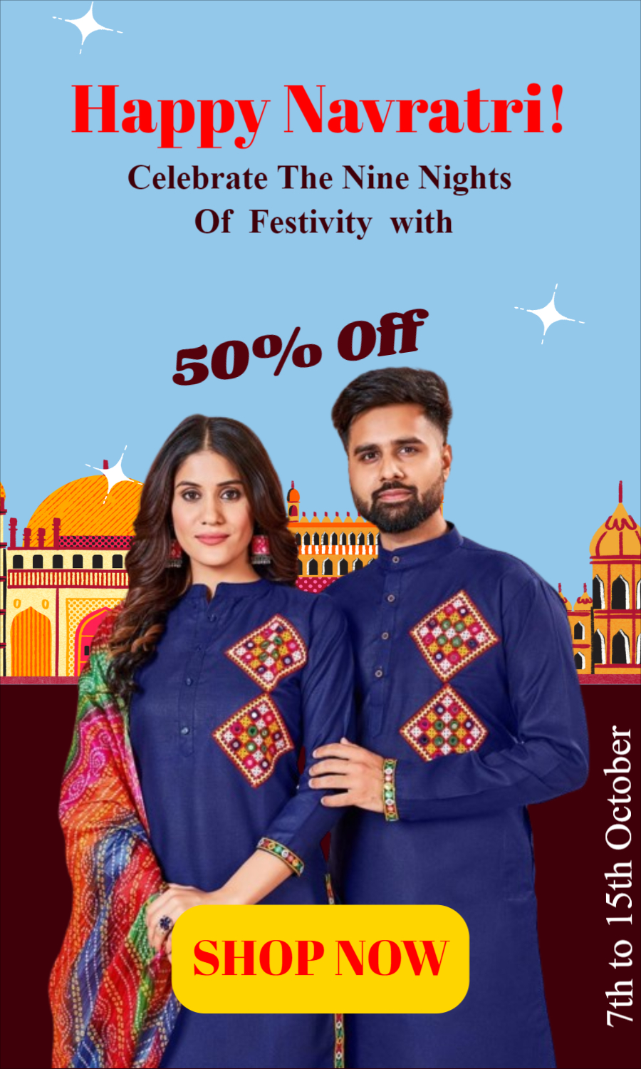  Iconic Navratri Sale Your Story Template Dark Brown And Red Illustrated 