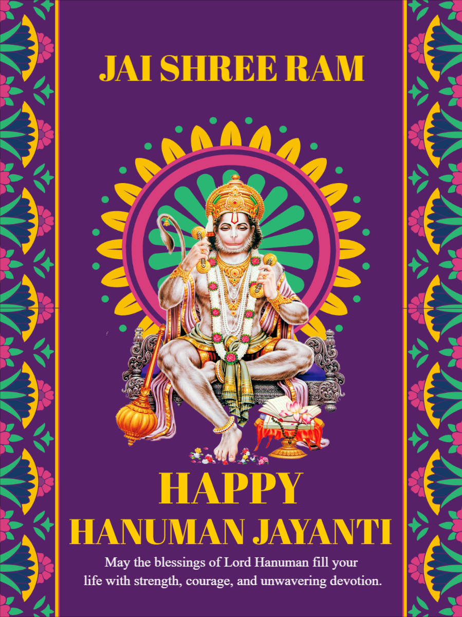 Happy Hanuman Jayanti Hindu Festival WIshes Neta Banner Template Design