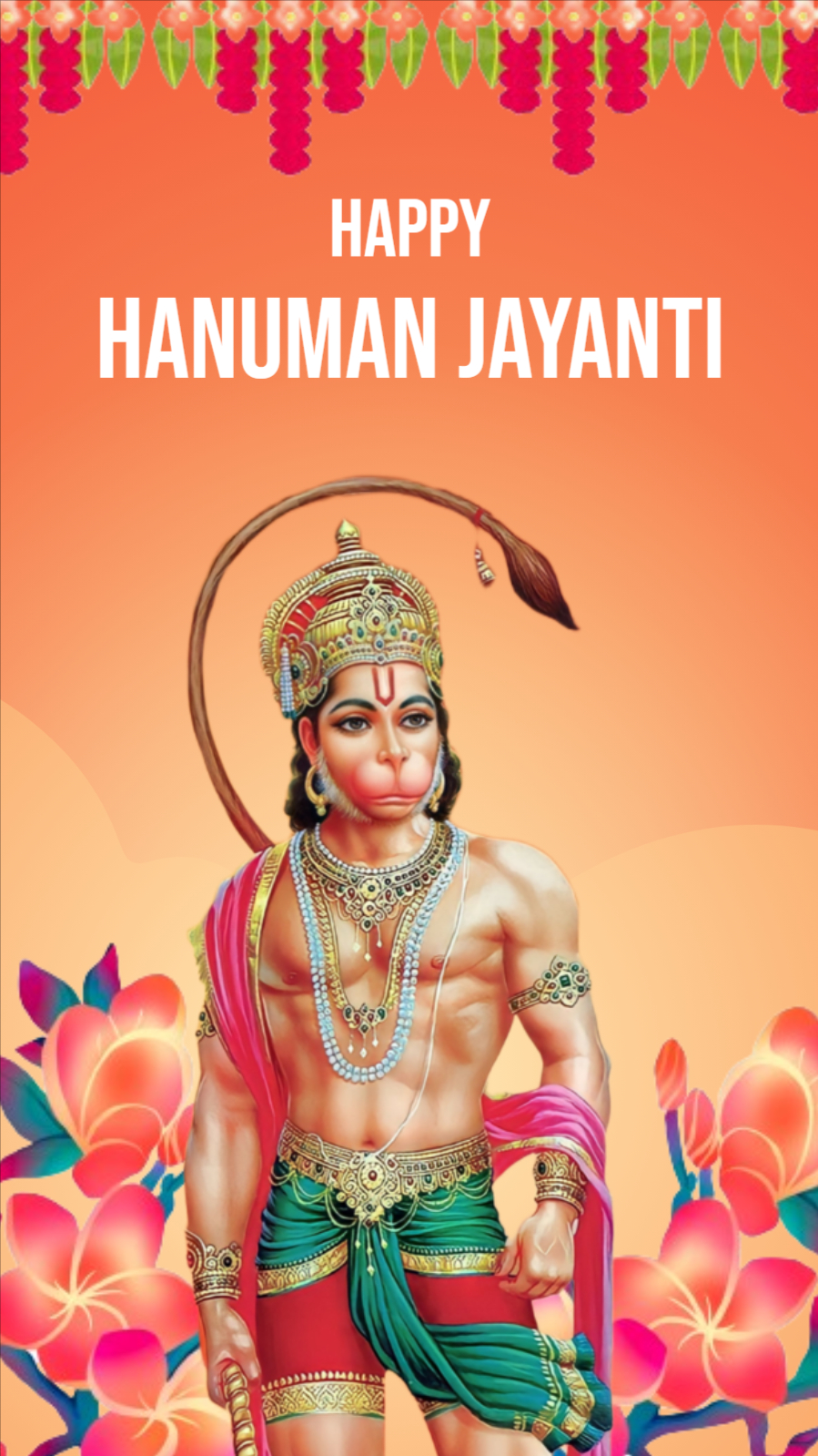 Happy Hanuman Jayanti Hindu Festival Wishes Template Design