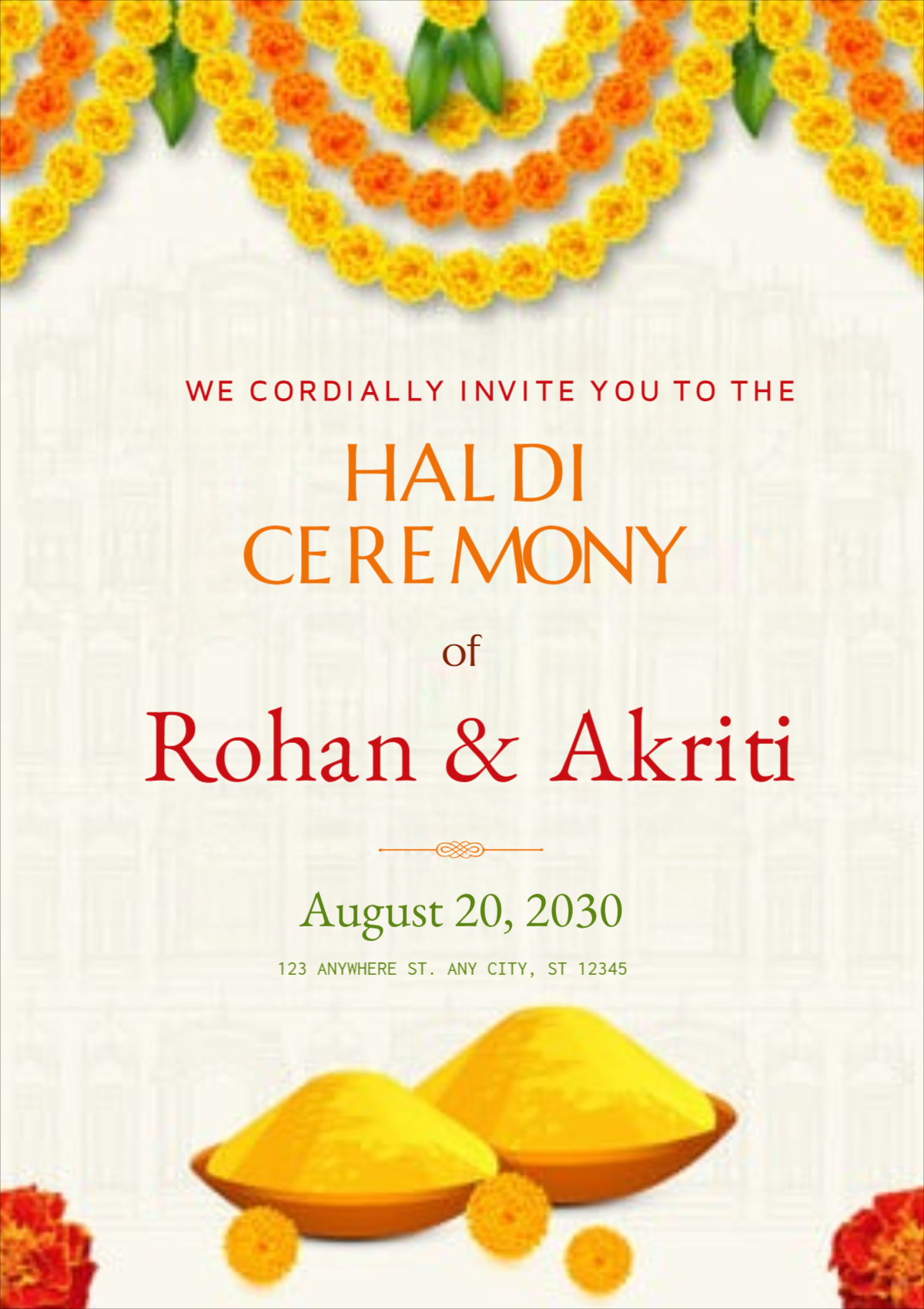 Traditional Haldi Wedding invitation card design download for free
