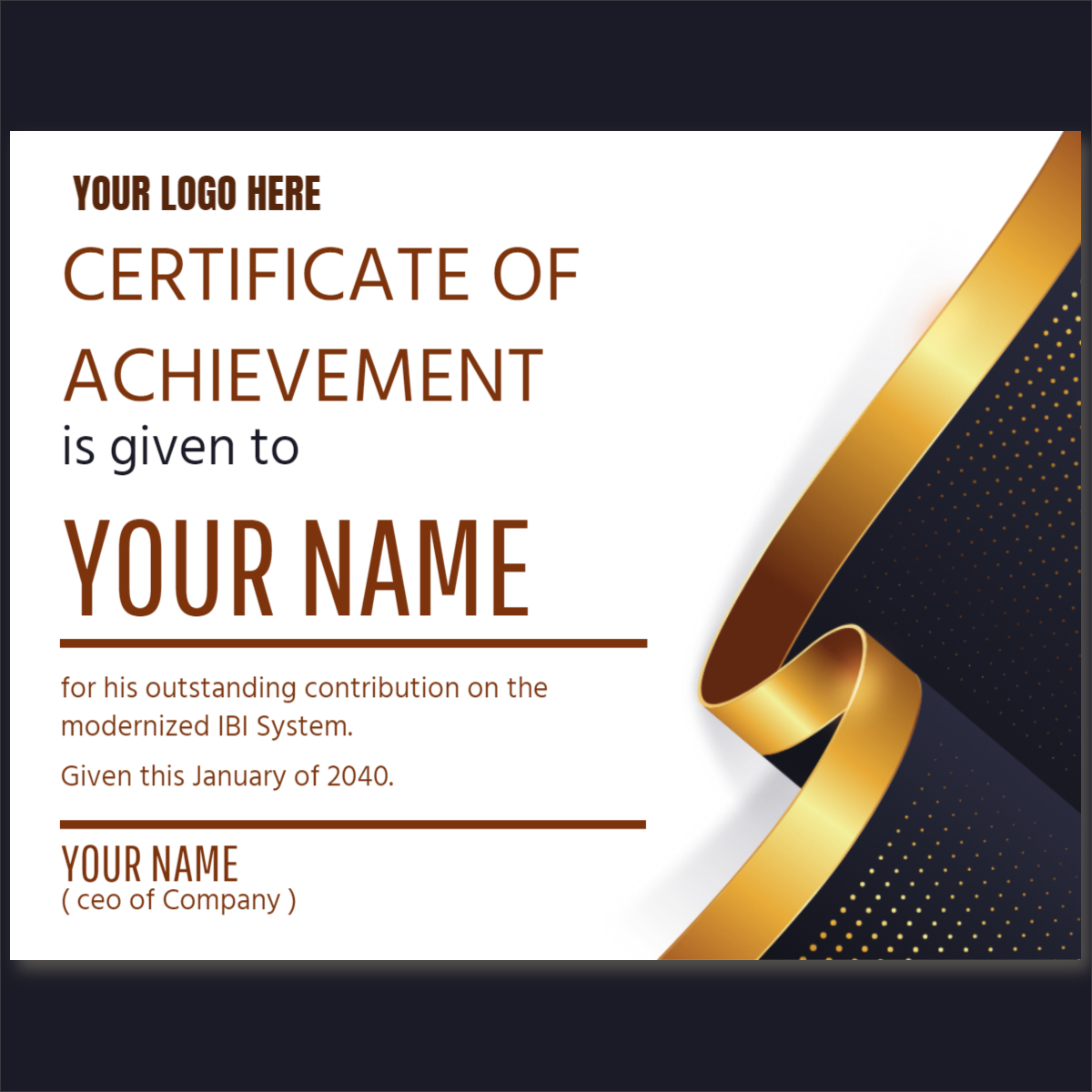 Free Achivement Company Cartificate Template for free