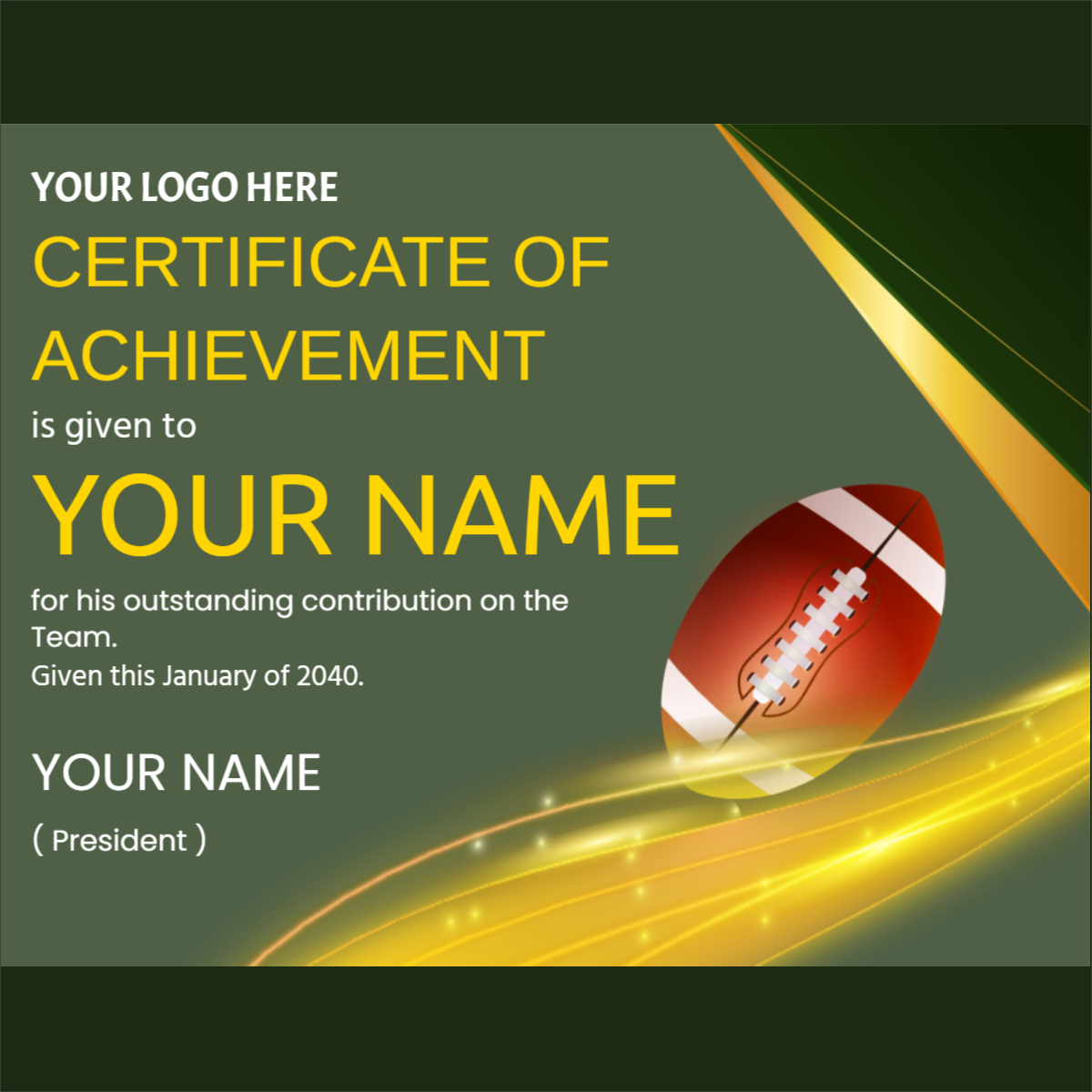 Free Football Team Cartificate Template for free