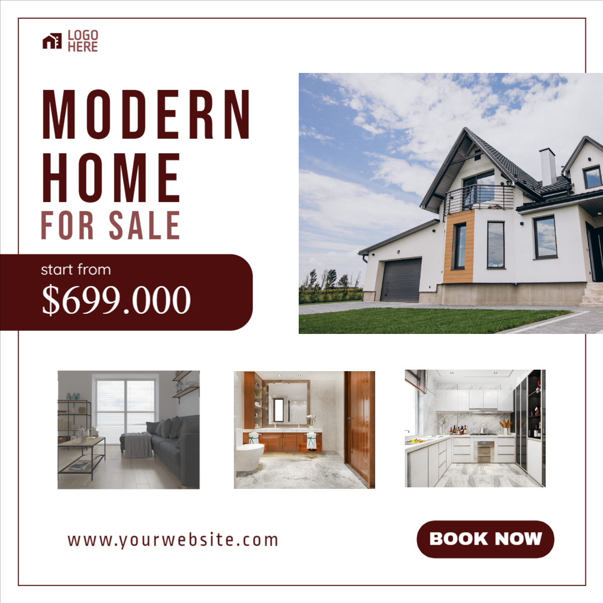 Modern House For Sale banner design download for free