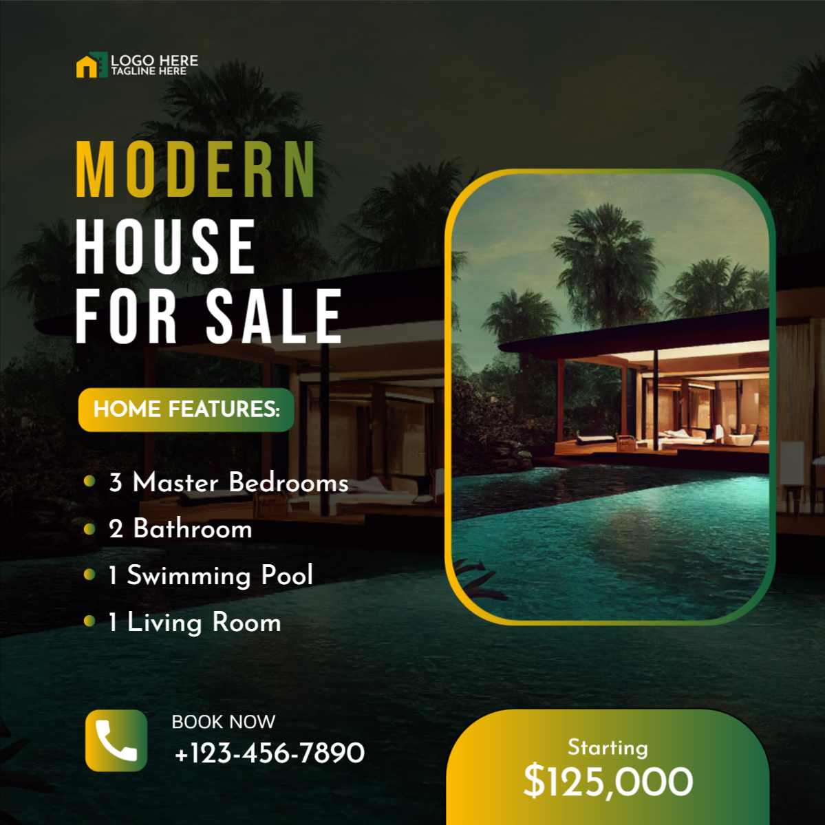 Modern House For Sale banner design download for free