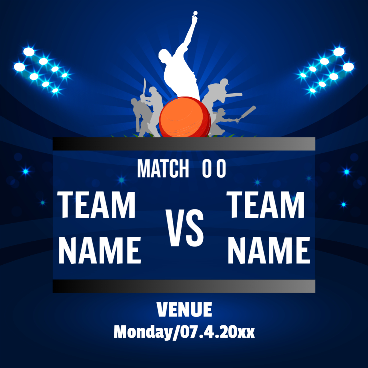 Cricket Match Versus Poster Design Template For Free