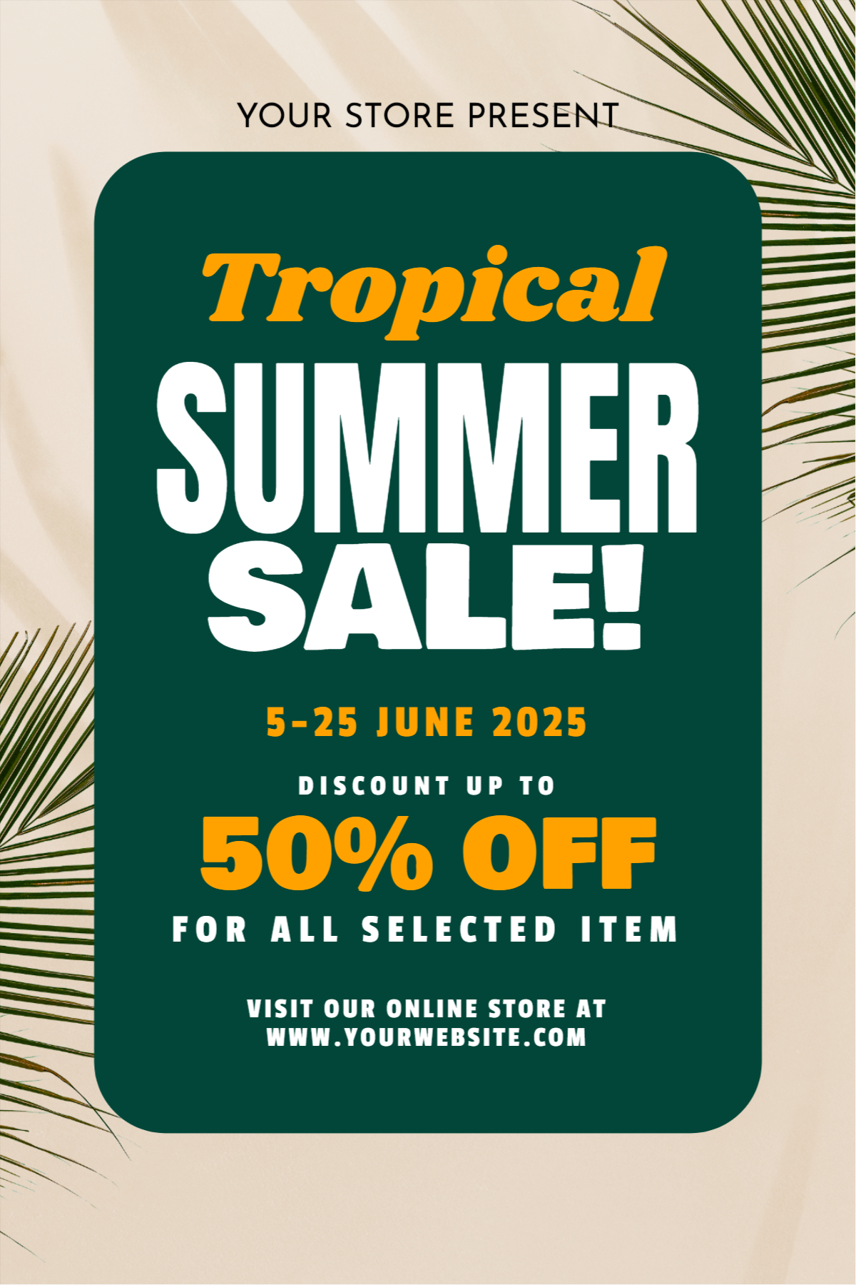 Tropical Summer Sale poster design download for free