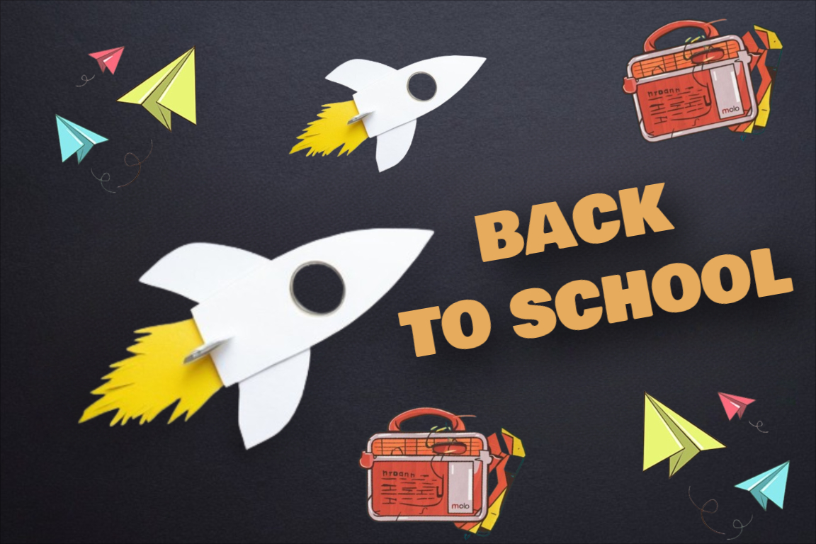 Paper Rocket And Back To School Black Background HD Template Download for free