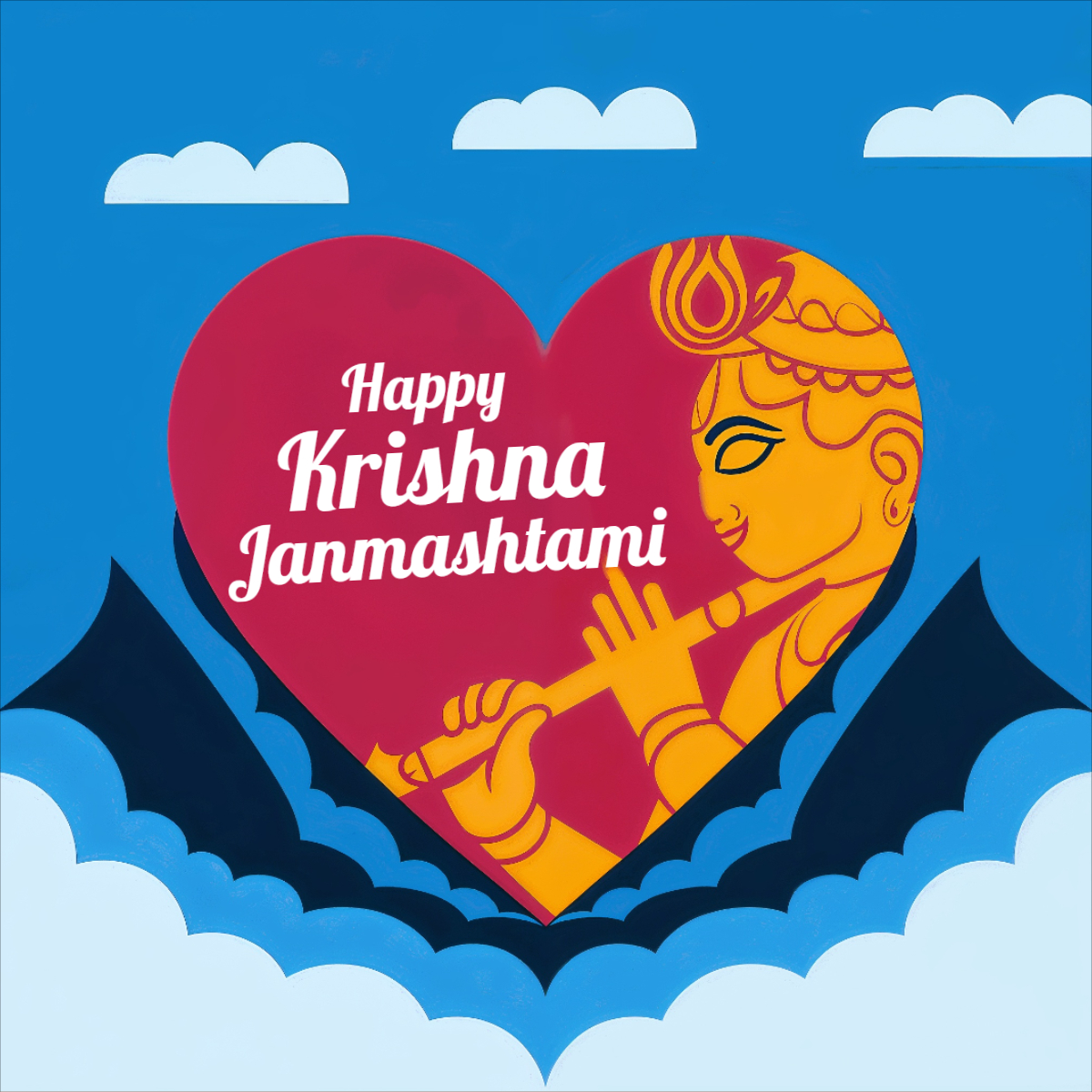 Krishna Janmashtami illustrative Greetings Template Design Download For Free