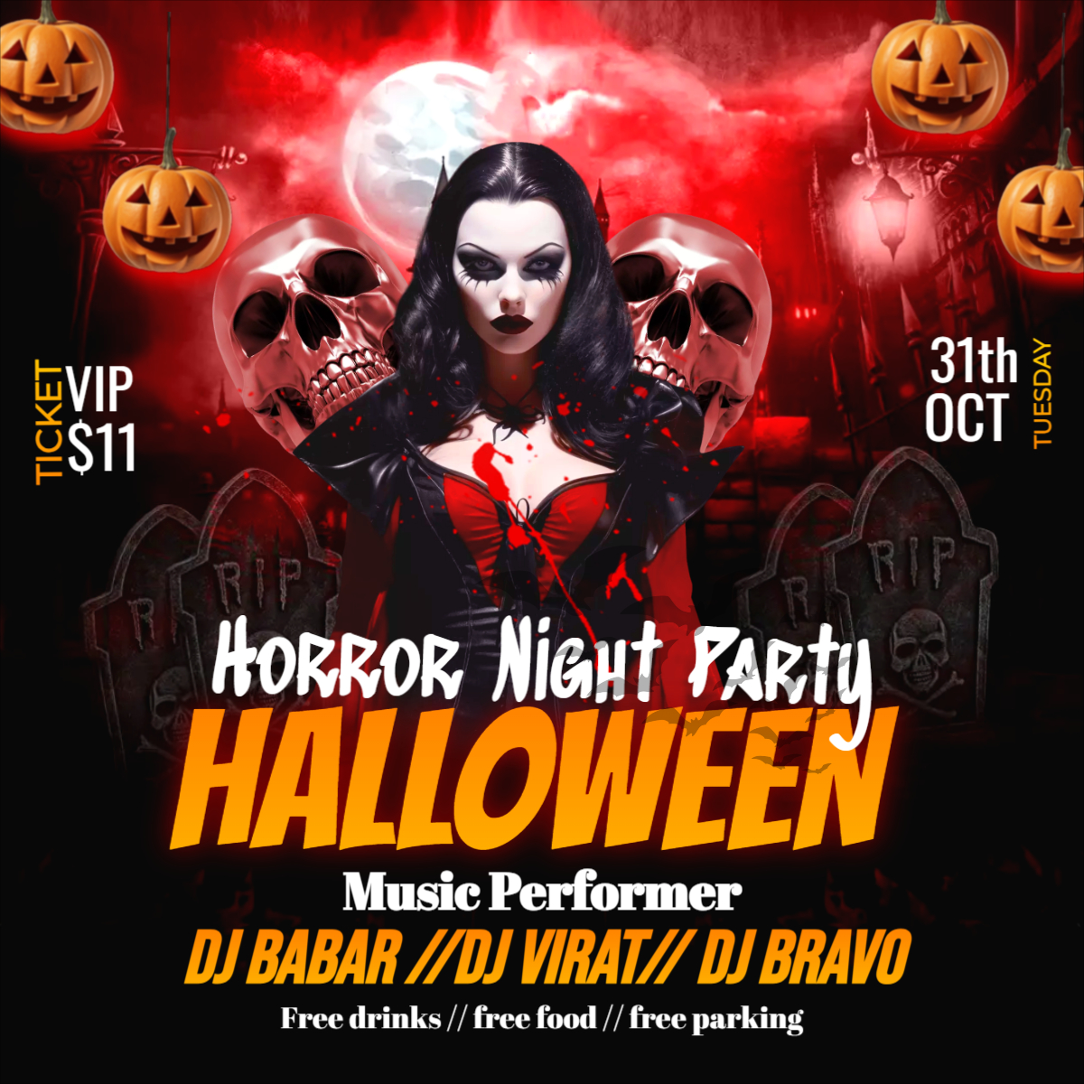 Happy Halloween Party Flyer Template For Free with Customize text and Images