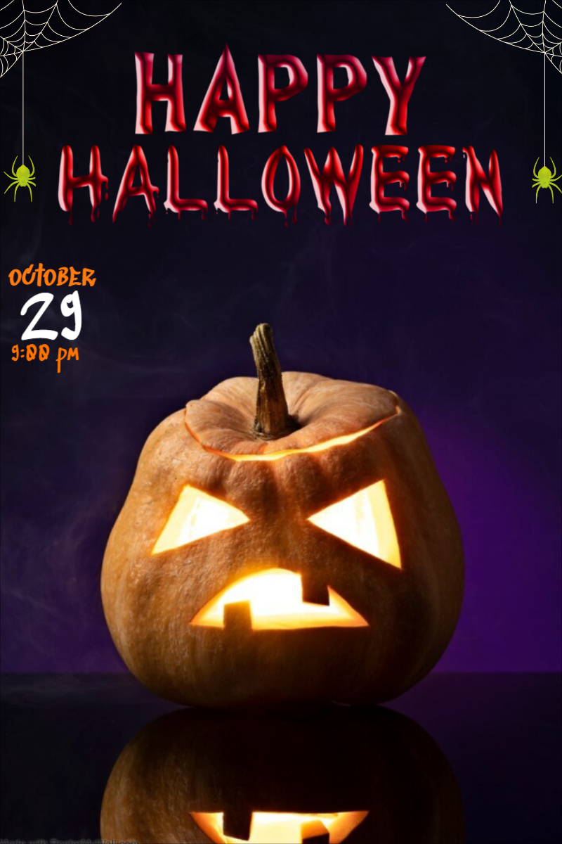 Happy Halloween Greeting Design With Pumkin For Free with Customize text and Images