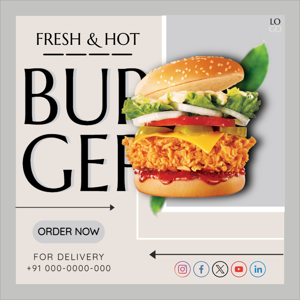 Burger Social Media Template free Edit